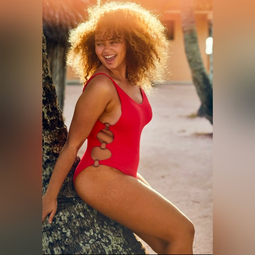 Aerie Red One-Piece Swimsuit with Ring Detail - Women's Size S/M